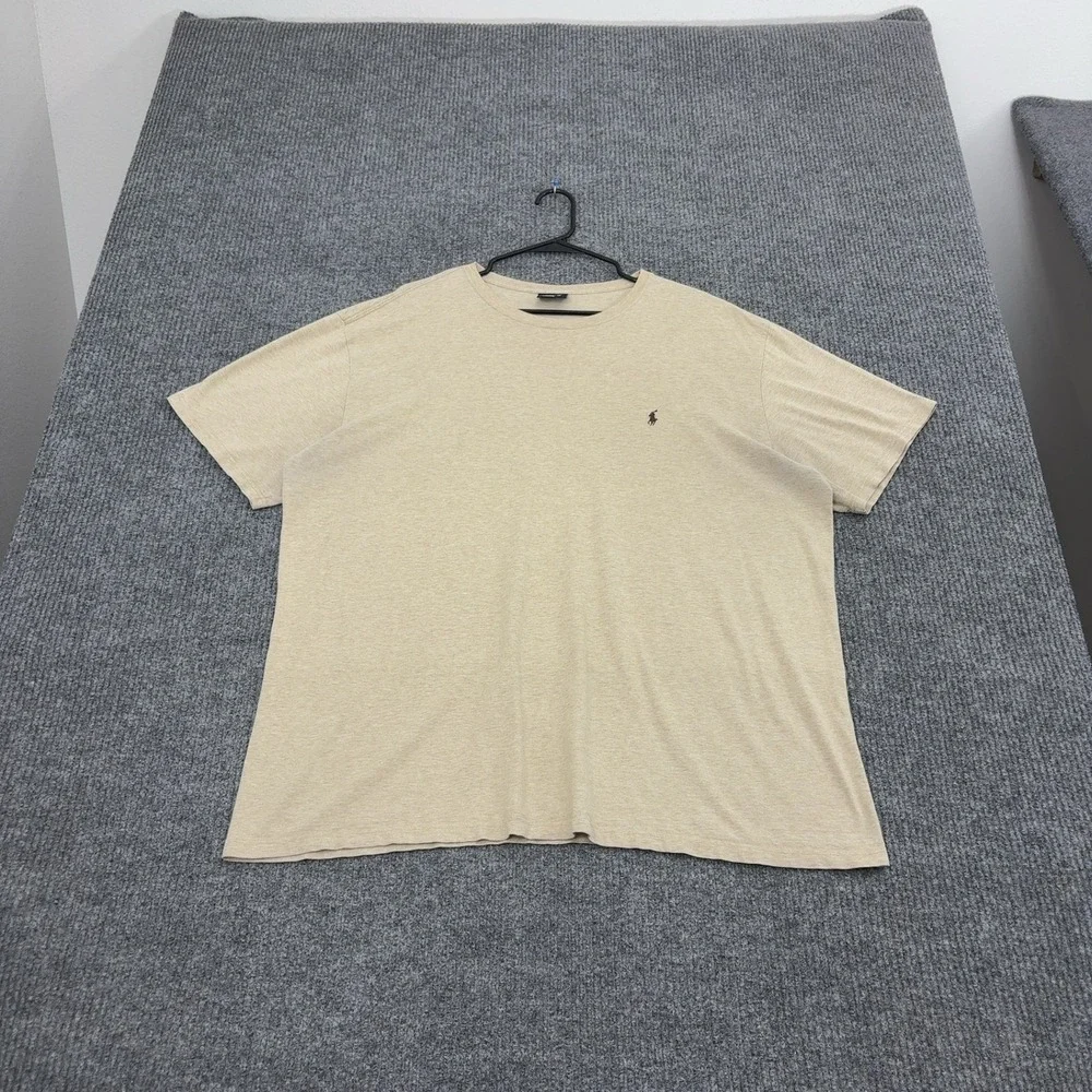 Polo Ralph Lauren T Shirt Mens XL Beige Cotton Short Sleeve Crew Neck Casual